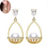 Yi Wu Joyas Al Por Mayor925 Pin De Plata Delicada Moda Coreana Elegantes Pendientes De Perlas Colgantes sku image 1