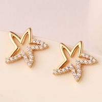 Korean Fashion Sweet Starfish Zircon Stud Earrings For Women Yiwu Jewelry Wholesale sku image 1