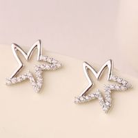 Korean Fashion Sweet Starfish Zircon Stud Earrings For Women Yiwu Jewelry Wholesale sku image 2