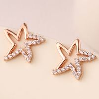Korean Fashion Sweet Starfish Zircon Stud Earrings For Women Yiwu Jewelry Wholesale sku image 3