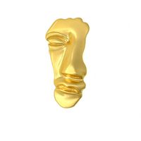 Fashion Half Face Mask Brooch Matte Golden Avatar Pin Face Brooch Accessory Wholesale main image 6