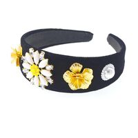 New Wide-edge Flower Headband Wide Chrysanthemum Crystal Headband main image 6
