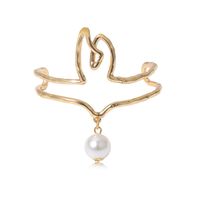Fashion Jewelry Metal Bracelet Female Open Geometric Hollow Pearl Pendant Bangle main image 4