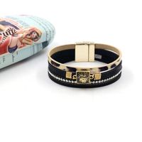 New Fashion Bracelet With Diamond Woven Bracelet Bohemian Magnetic Buckle Pu Leather Multilayer Bracelet For Women main image 4