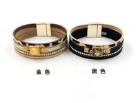 New Fashion Bracelet With Diamond Woven Bracelet Bohemian Magnetic Buckle Pu Leather Multilayer Bracelet For Women main image 6