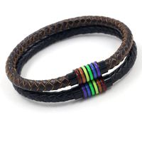 Europäischer Und Amerikanischer Modeschmuck Regenbogen Schnalle Gewebtes Rindsleder Seil Armband Männer Und Frauen Export Titan Stahl Magnets Chnalle Armbänder Hersteller Großhandel main image 1