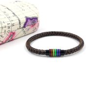 Europäischer Und Amerikanischer Modeschmuck Regenbogen Schnalle Gewebtes Rindsleder Seil Armband Männer Und Frauen Export Titan Stahl Magnets Chnalle Armbänder Hersteller Großhandel main image 4