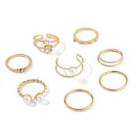 Fashion New Simple Ring Set Pearl Open Diamond Ring Set sku image 1
