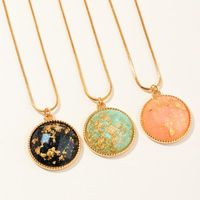 New Fashion Gold Leaf Pendant Retro Color Hemisphere Necklace Wholesale main image 2