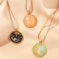 New Fashion Gold Leaf Pendant Retro Color Hemisphere Necklace Wholesale main image 3
