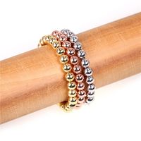 New Popular Beaded Stretch Bracelets Color Preservation Plating 8mm Copper Bead Bracelet Wholesale main image 1