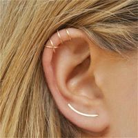 Korean Fashion New Simple Cross Ear Clip Double C Cartilage U-shaped Double Pierced Ear Studs Wholesale main image 1