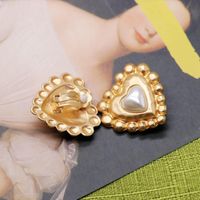 Matte Gold Heart 925 Silver Pin Retro Large Stud Earrings main image 3