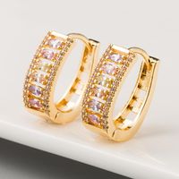 Korean Earrings Female Earrings Copper Inlaid Zircon Plating 18k Real Gold Gold French Earrings main image 1