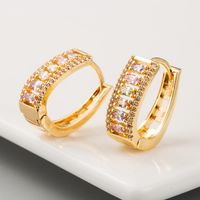 Korean Earrings Female Earrings Copper Inlaid Zircon Plating 18k Real Gold Gold French Earrings main image 3