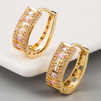 Korean Earrings Female Earrings Copper Inlaid Zircon Plating 18k Real Gold Gold French Earrings main image 4