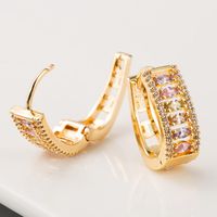 Korean Earrings Female Earrings Copper Inlaid Zircon Plating 18k Real Gold Gold French Earrings main image 5