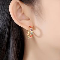 Stud Earrings New Trend Color Lady Copper Inlaid Zircon Earring Gift main image 3