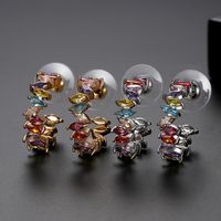 Stud Earrings New Trend Color Lady Copper Inlaid Zircon Earring Gift main image 4