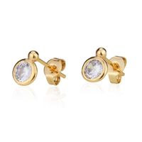 Small Round Earrings With Zirconium And Diamonds main image 2