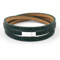 New Fashion Leather Strip Lettering Embossed Bracelet Magnetic Buckle Multilayer Printed Pu Leather Multilayer Bracelet main image 4