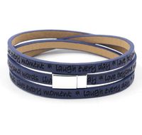 New Fashion Leather Strip Lettering Embossed Bracelet Magnetic Buckle Multilayer Printed Pu Leather Multilayer Bracelet main image 3