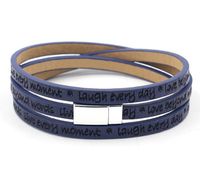 Nueva Correa De Cuero De Moda Con Letras En Relieve Pulsera Hebilla Magnética De Múltiples Capas De Cuero De Pu Impreso Pulsera De Múltiples Capas main image 3