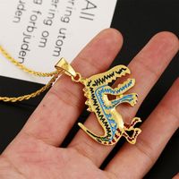 Dripping Alloy Dinosaur Hip-hop Necklace Korean Creative Cute Animal Jewelry Wholesale main image 3