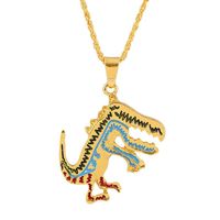 Personnalisé Dripping Huile Alliage Dinosaure Hip Hop Collier Européen, Américain, Japonais Et Coréen Creative Mignon Animal Exquis Pendentif Bijoux main image 6