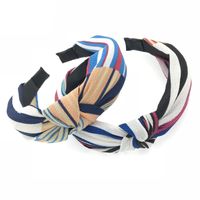 New Hair Accessories Korean Cloth Cross Solid Color Printing Knotted Wide-edge Cheap Headband Wholesale main image 4
