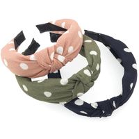 New Hair Accessories Korean Cloth Cross Solid Color Printing Knotted Wide-edge Cheap Headband Wholesale main image 6