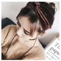 Koreanische Herbst Und Winter Einfache Reine Farbe Gold Samt Kreuz Haarband Elastische Stretch Retro Süße Kopfschmuck Stirnband Hersteller main image 3