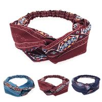 Spring New Hair Accessories Pure Color Fabric Floral Stripe Cross Hair Band Wholesale main image 6