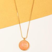 New Fashion Gold Leaf Pendant Retro Color Hemisphere Necklace Wholesale sku image 1