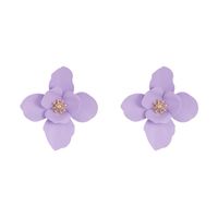 New Fashion Double Petal Alloy Earrings Pop Fluorescent Earrings Wholesale sku image 1