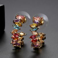 Stud Earrings New Trend Color Lady Copper Inlaid Zircon Earring Gift sku image 1