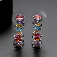 Stud Earrings New Trend Color Lady Copper Inlaid Zircon Earring Gift sku image 2