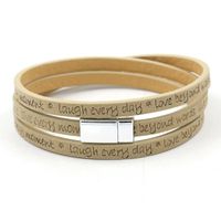 New Fashion Leather Strip Lettering Embossed Bracelet Magnetic Buckle Multilayer Printed Pu Leather Multilayer Bracelet sku image 2