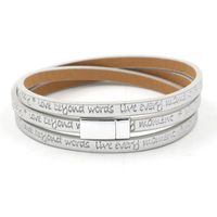 New Fashion Leather Strip Lettering Embossed Bracelet Magnetic Buckle Multilayer Printed Pu Leather Multilayer Bracelet sku image 3