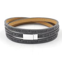 New Fashion Leather Strip Lettering Embossed Bracelet Magnetic Buckle Multilayer Printed Pu Leather Multilayer Bracelet sku image 4