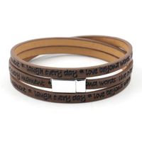 New Fashion Leather Strip Lettering Embossed Bracelet Magnetic Buckle Multilayer Printed Pu Leather Multilayer Bracelet sku image 5