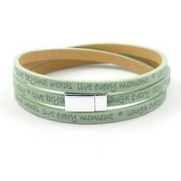 New Fashion Leather Strip Lettering Embossed Bracelet Magnetic Buckle Multilayer Printed Pu Leather Multilayer Bracelet sku image 7