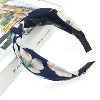 New Hair Accessories Korean Cloth Cross Solid Color Printing Knotted Wide-edge Cheap Headband Wholesale sku image 6