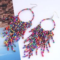 Wholesale Jewelry Vacation Bohemian Color Block Heart Shape Seed Bead Beaded Drop Earrings sku image 1