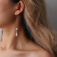 Korean New Simple And Fresh Earrings Pearl Tassel Ear Line Long Asymmetric Earrings Wholesale main image 3