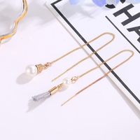 Korean New Simple And Fresh Earrings Pearl Tassel Ear Line Long Asymmetric Earrings Wholesale main image 4