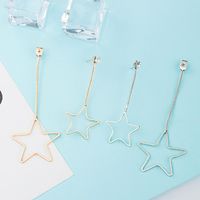 New Korean Simple Size Hollow Pentagram Stars Chain Pendant Earrings Wholesale main image 5