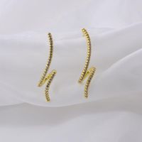 Fashion S-shaped Micro-inlaid Zircon Linear Wave Twist Earrings Simple Earrings Women main image 4