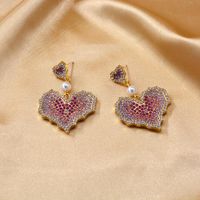 Color Full Diamond Size Love Earrings Earrings Female Earrings Silver Pin main image 4
