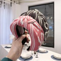 Korean New Knitted Wool Letters Stripes Knotted Wild Wide-edge Cheap Hair Hoop Women main image 1